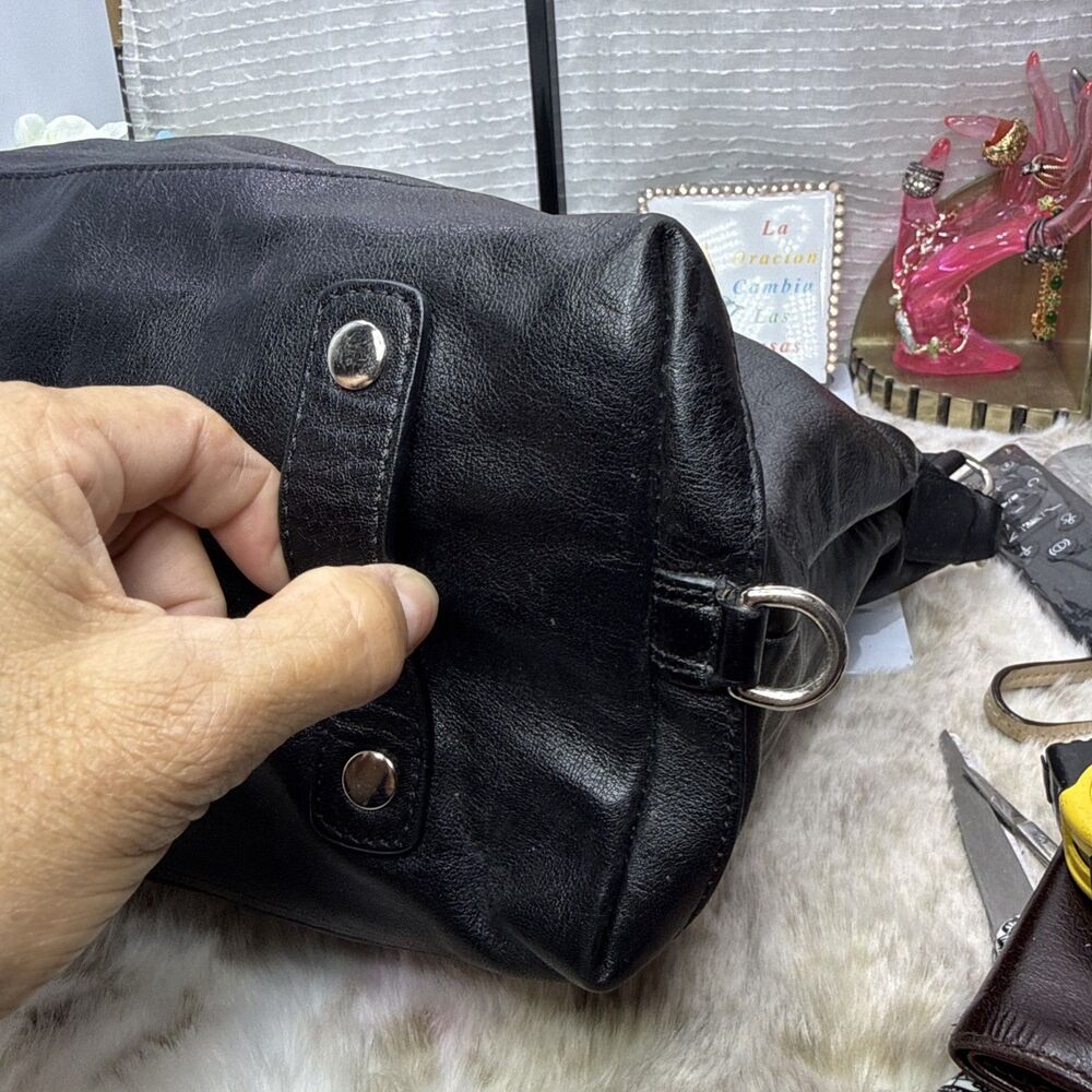 (E4)Coach Ashley Vintage Leather Satchel 2WAY Tote Bag Black Genuine Women’s - Picture 9 of 14